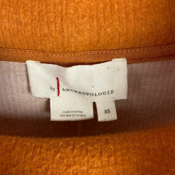 Anthropologie Rib Knit Funnel Neck Sweater Oversized Orange Long Sleeve‎ Boho XS - Picture 5 of 14